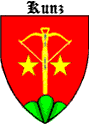 Kunz & Kuntz family Coat of Arms and Crest - Crossbow