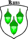  Kunz & Kuntz family Coat of Arms and Crest - Acorns - Earliest known Armorial