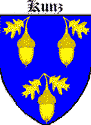  Kunz & Kuntz family Coat of Arms and Crest - Acorns
